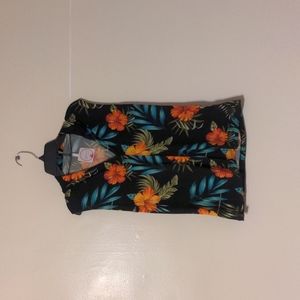 d.n.a couture sleeveless v neck black with tropical floral print size medium nwt